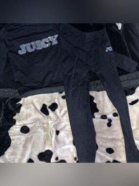 Juicy Couture Black Velvet Logo Leggings and Top Set